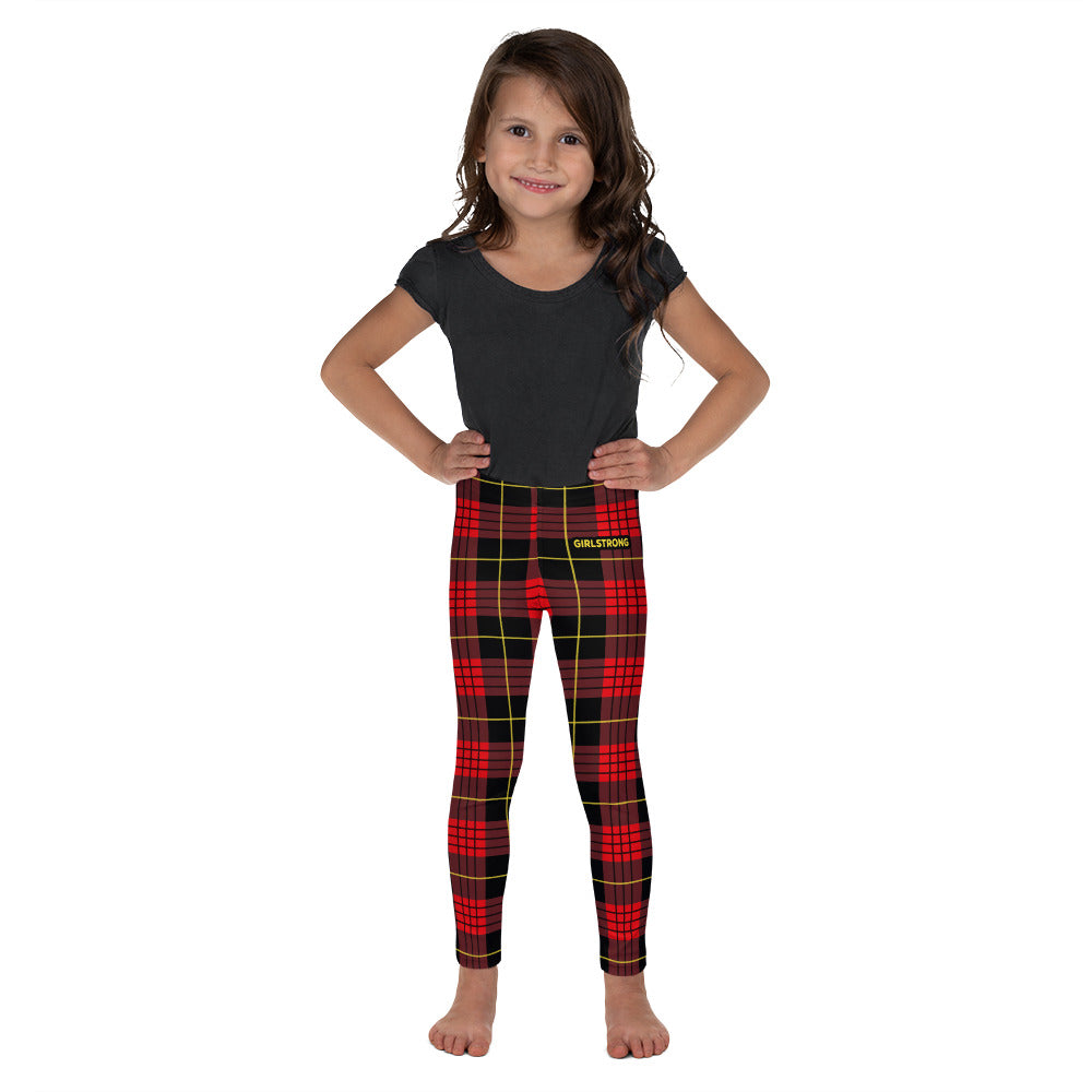 Fashionable kids leggings in trendy red plaids 