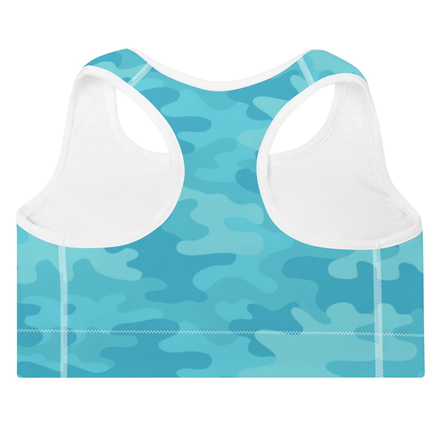 ELEVATED ESSENTIALS, THE PERFECT PADDED SPORTS BRA TURQUOISE CAMO