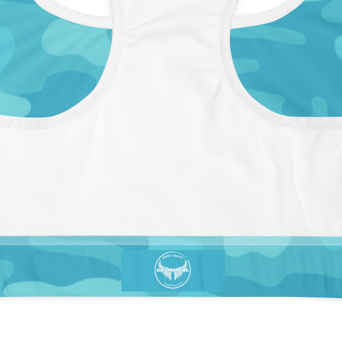 ELEVATED ESSENTIALS, THE PERFECT PADDED SPORTS BRA TURQUOISE CAMO