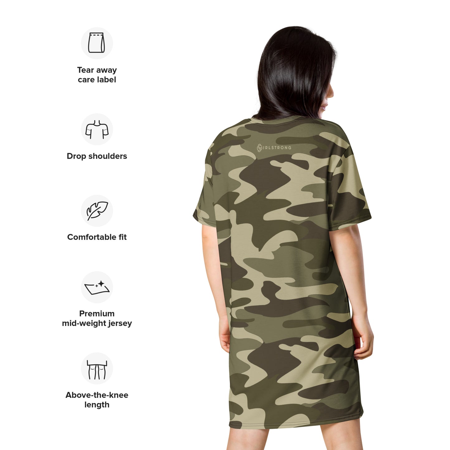 HOT SHOT, T-SHIRT DRESS GREEN CAMO