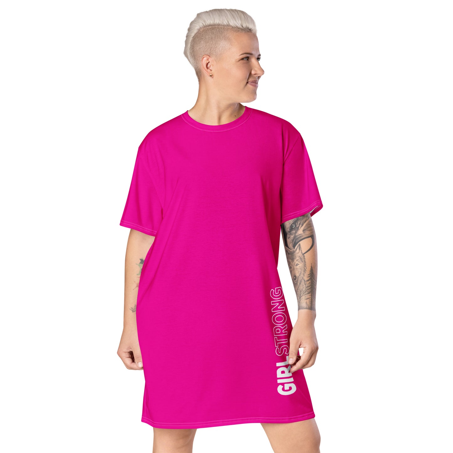 HOT SHOT, T-SHIRT DRESS POWER PINK GIRLSTRONG