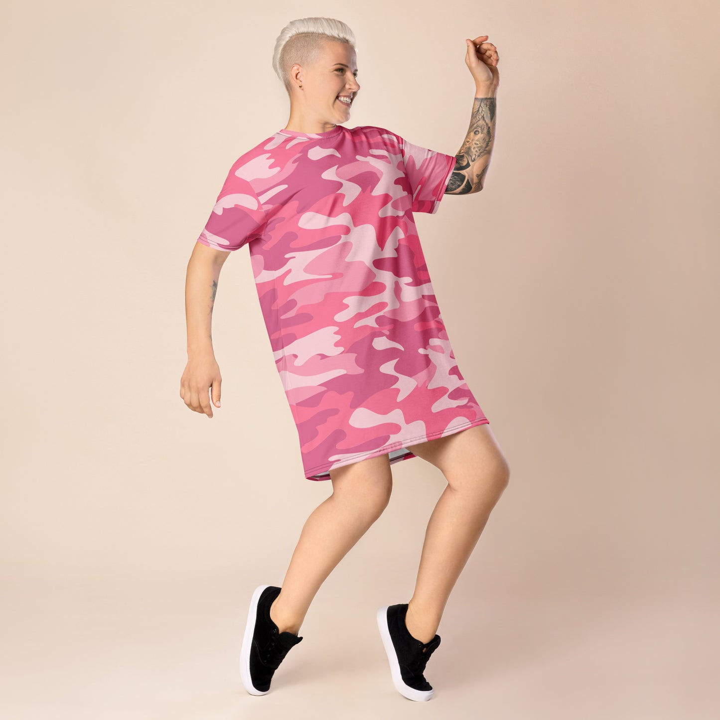 HOT SHOT, T-SHIRT DRESS PINK CAMO