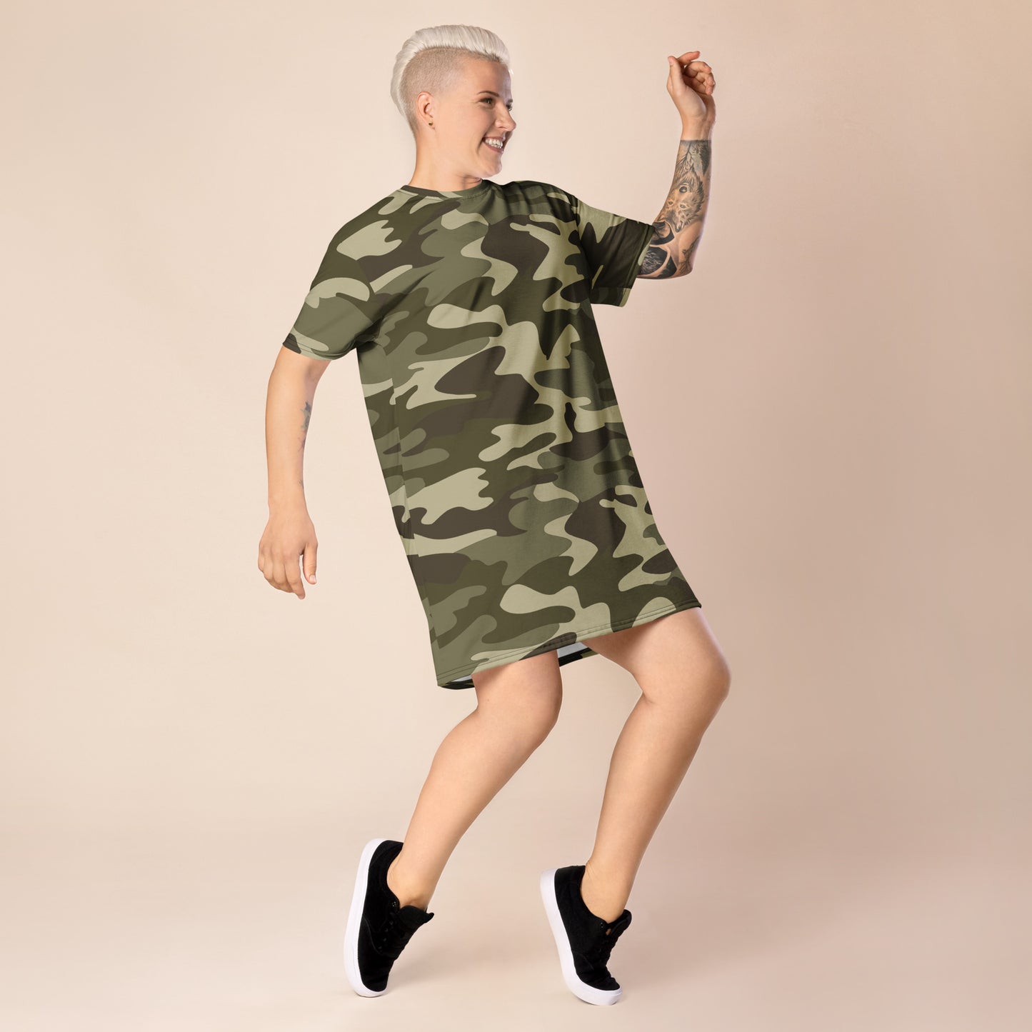 HOT SHOT, T-SHIRT DRESS GREEN CAMO