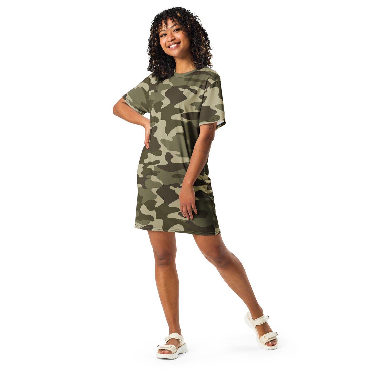 HOT SHOT, T-SHIRT DRESS GREEN CAMO