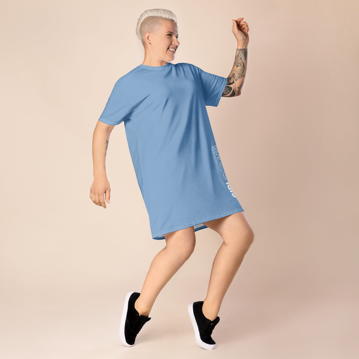 HOT SHOT, T-SHIRT DRESS BABY BLUE GIRLSTRONG