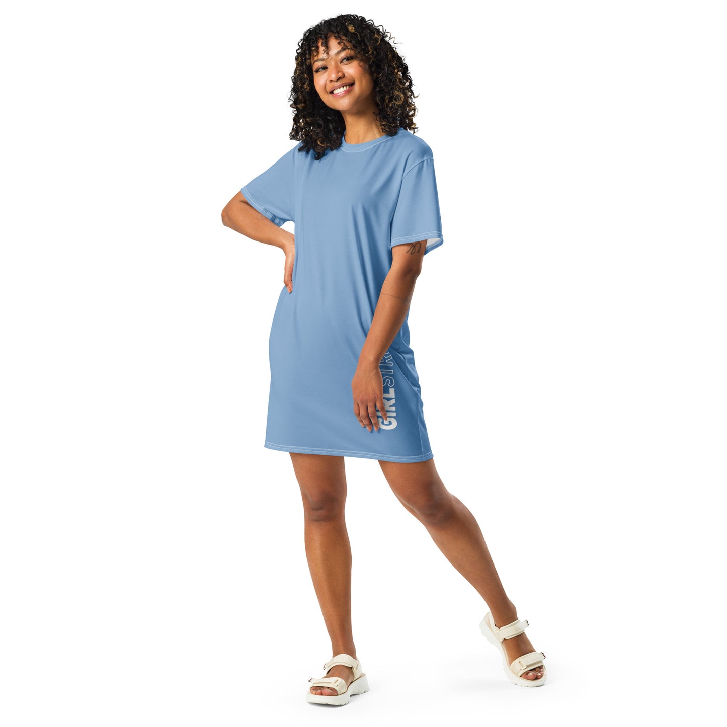 HOT SHOT, T-SHIRT DRESS BABY BLUE GIRLSTRONG