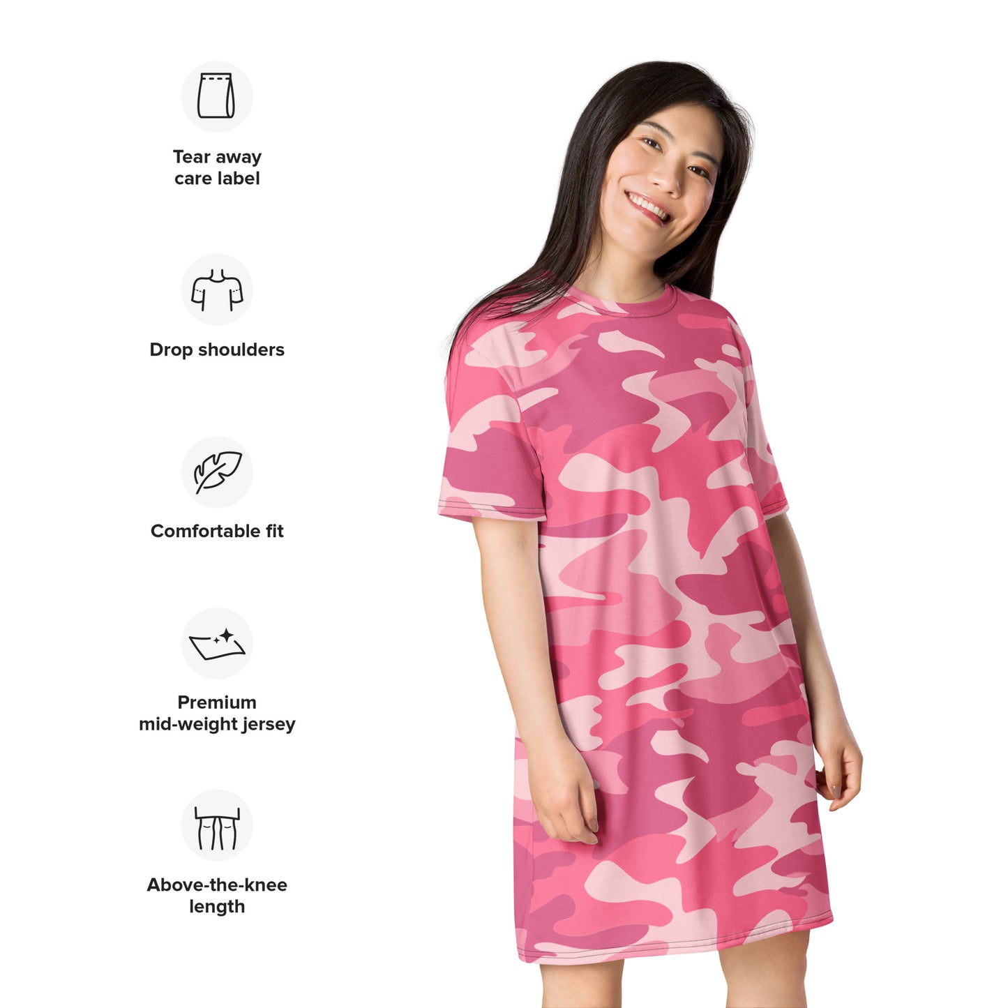 HOT SHOT, T-SHIRT DRESS PINK CAMO