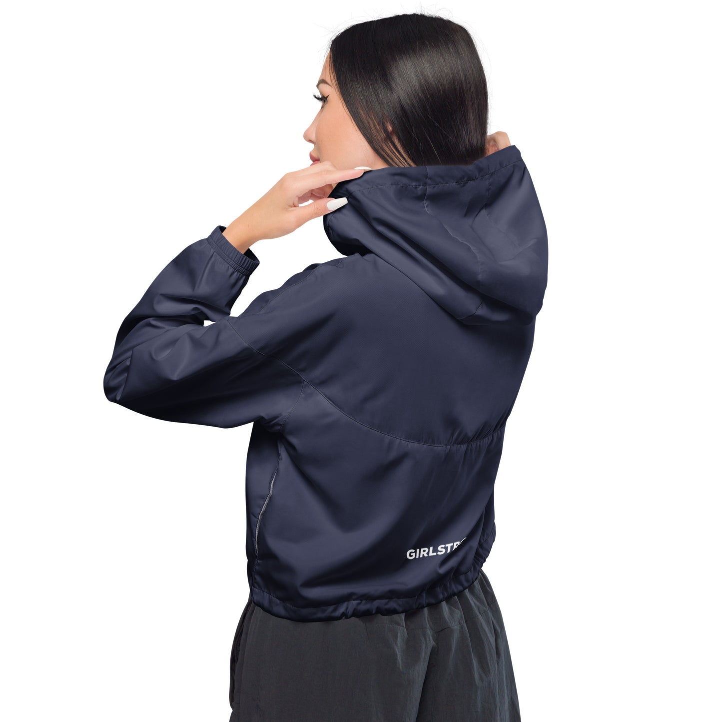 GIRLFRIEND PULLOVER CROP WINDBREAKER NAVY BLUE GIRLSTRONG