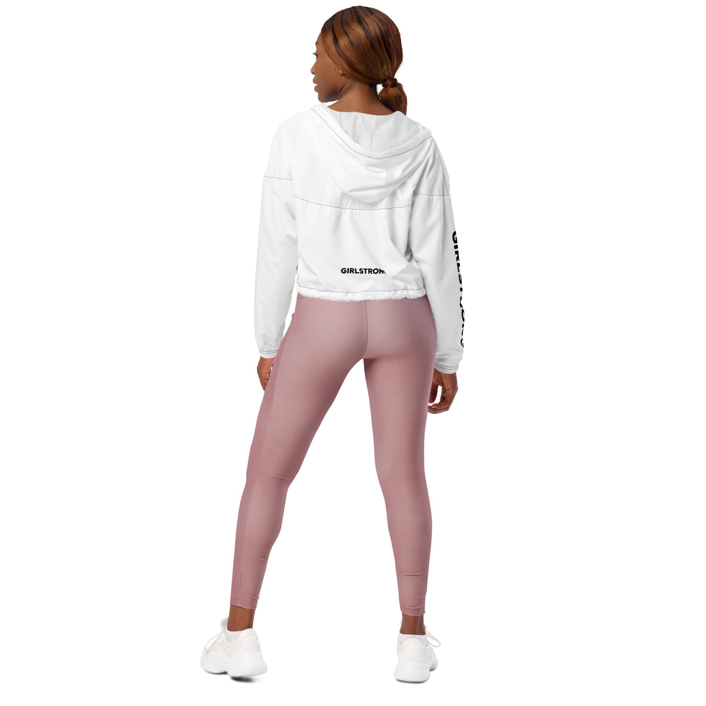 GIRLFRIEND PULLOVER CROP WINDBREAKER WHITE GIRLSTRONG