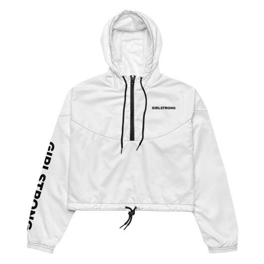 GIRLFRIEND PULLOVER CROP WINDBREAKER WHITE GIRLSTRONG