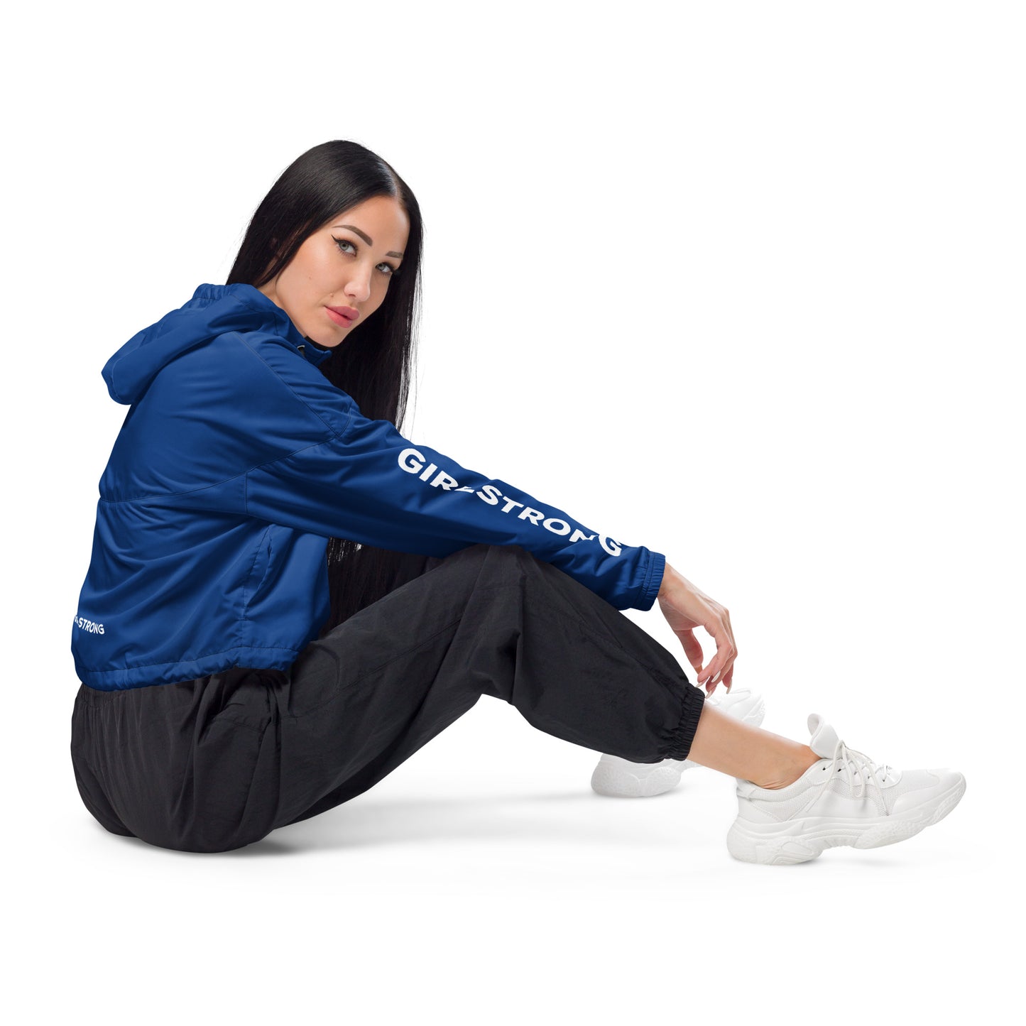 GIRLFRIEND PULLOVER CROP WINDBREAKER COBALT BLUE GIRLSTRONG