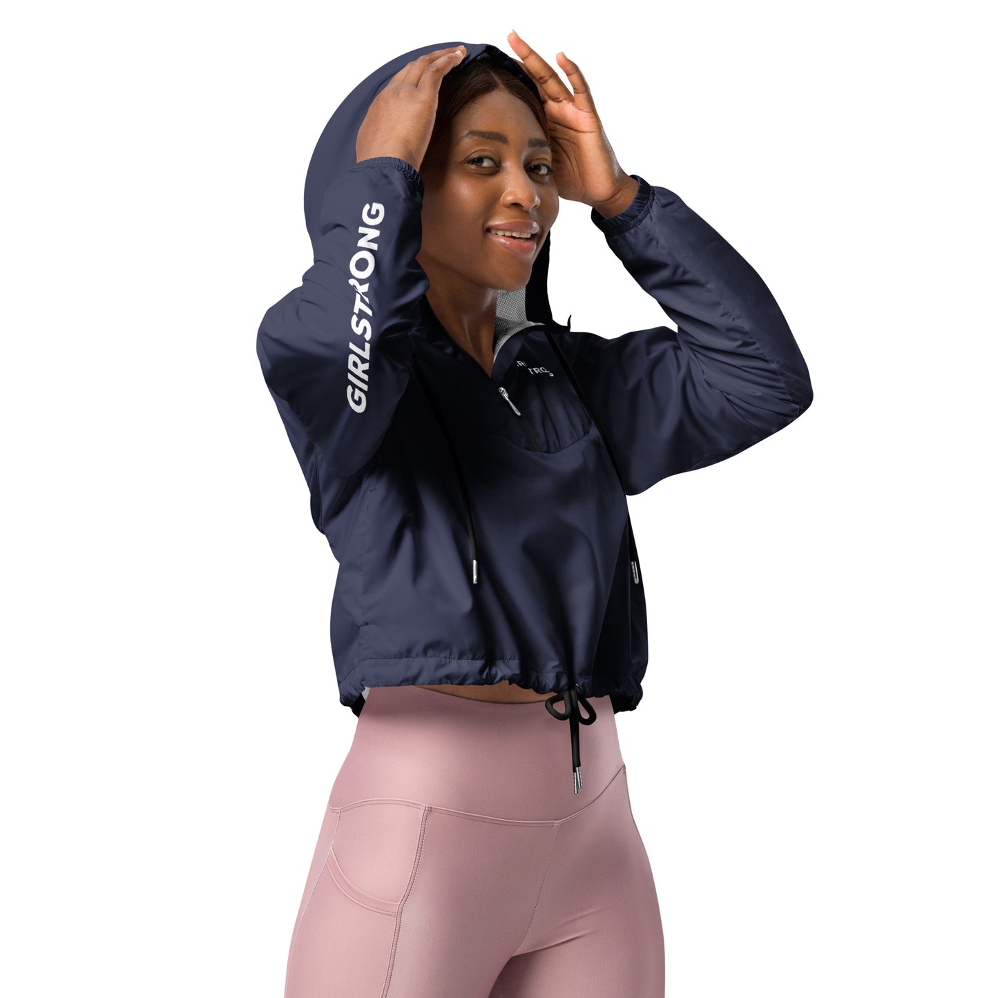 GIRLFRIEND PULLOVER CROP WINDBREAKER NAVY BLUE GIRLSTRONG