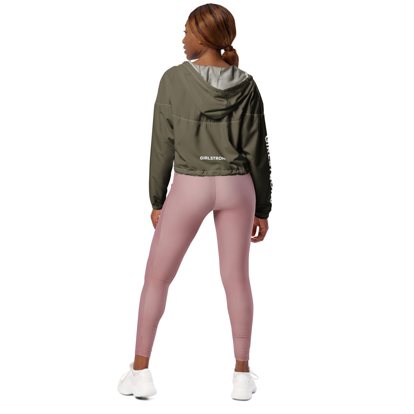 GIRLFRIEND PULLOVER CROP WINDBREAKER ARMY GREEN GIRLSTRONG