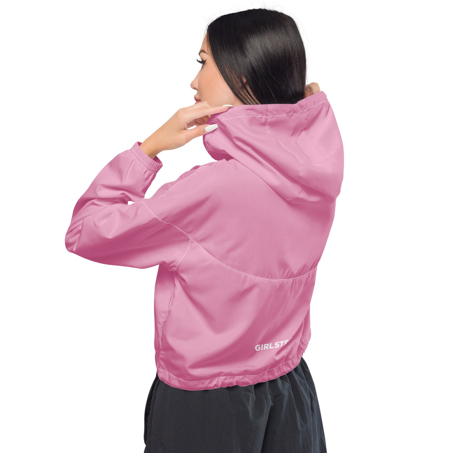 GIRLFRIEND PULLOVER CROP WINDBREAKER PRETTY PINK GIRLSTRONG