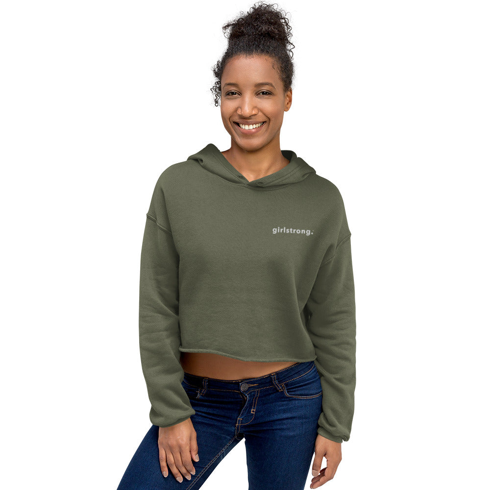 EVERYDAY FLEECE, COZY CHIC CROPPED HOODIE - GIRLSTRONG MILITARY GREEN