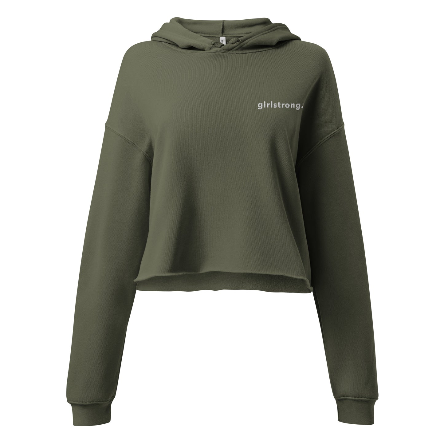 EVERYDAY FLEECE, COZY CHIC CROPPED HOODIE - GIRLSTRONG MILITARY GREEN