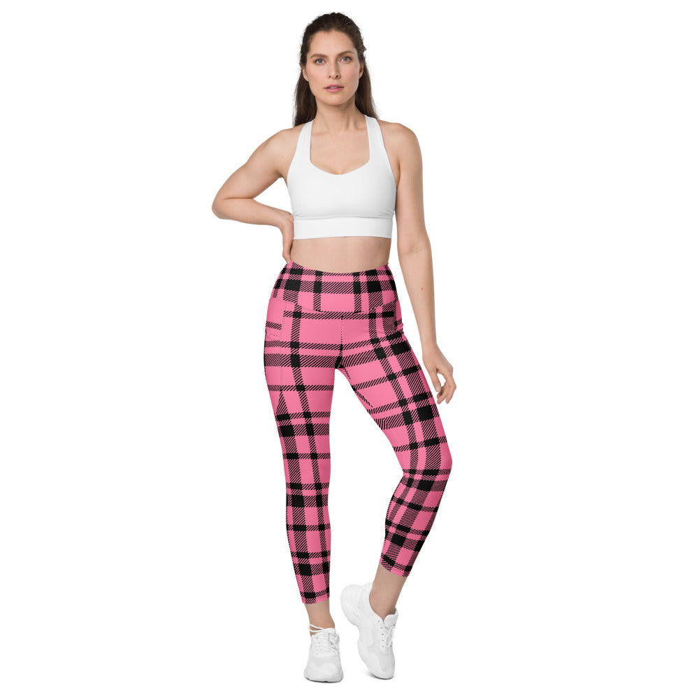 ELEVATED ESSENTIALS, THE PERFECT SIDE POCKET LEGGING HOT PINK CHECKS