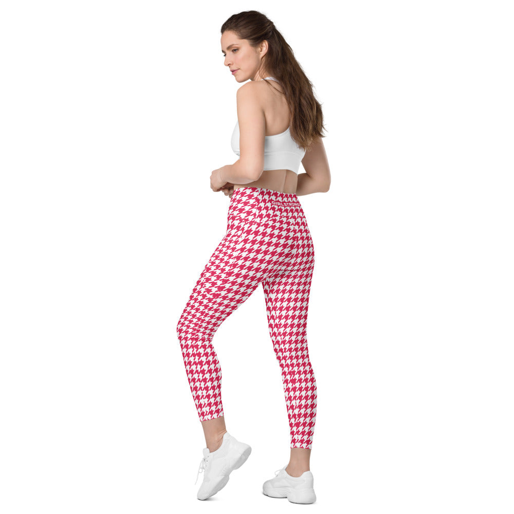 ELEVATED ESSENTIALS, THE PERFECT SIDE POCKET LEGGING RED HOUNDSTOOTH