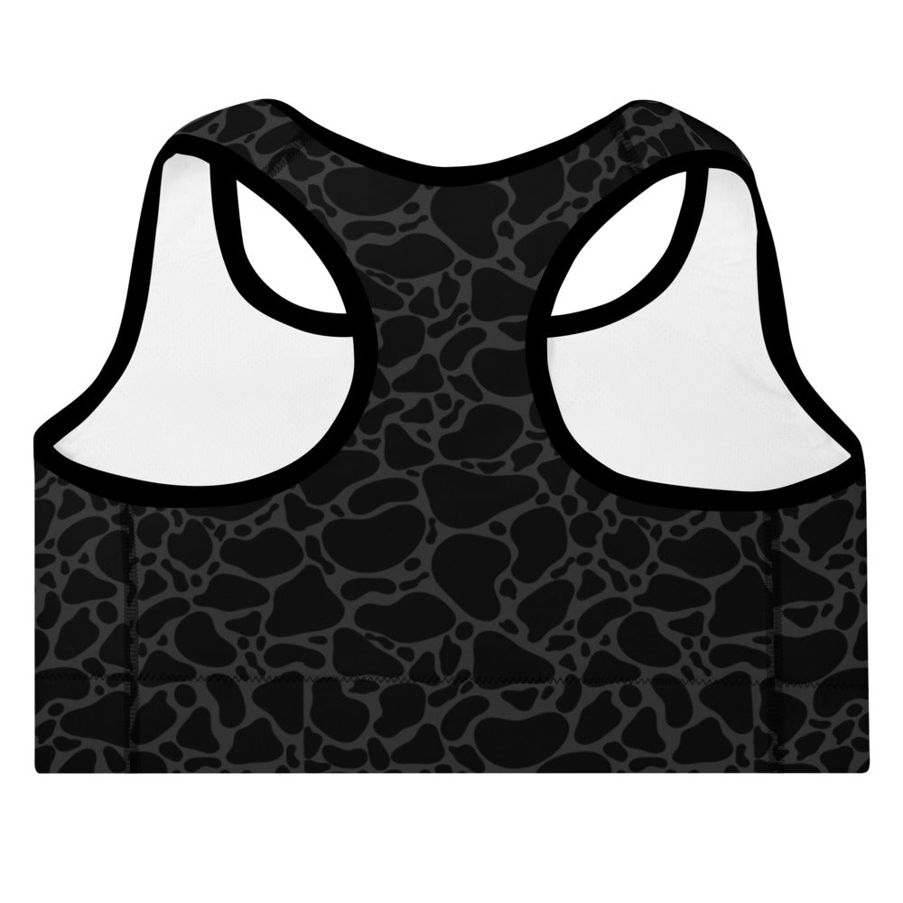 ELEVATED ESSENTIALS,THE PERFECT PADDED SPORTS BRA BLACK LEOPARD