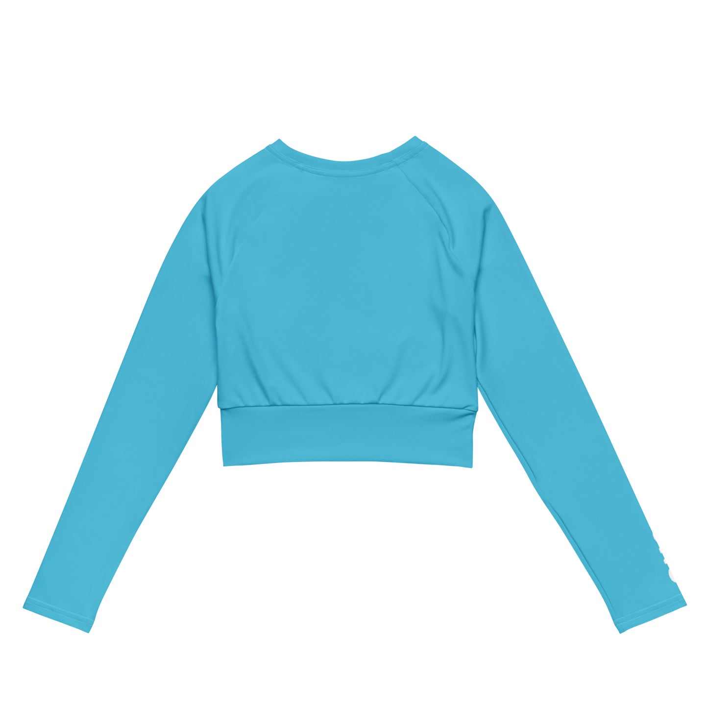 THE ESSENTIAL, SOFT AND STRETCHY, LONG SLEEVE FITTED CROP TOP BRIGHT BLUE