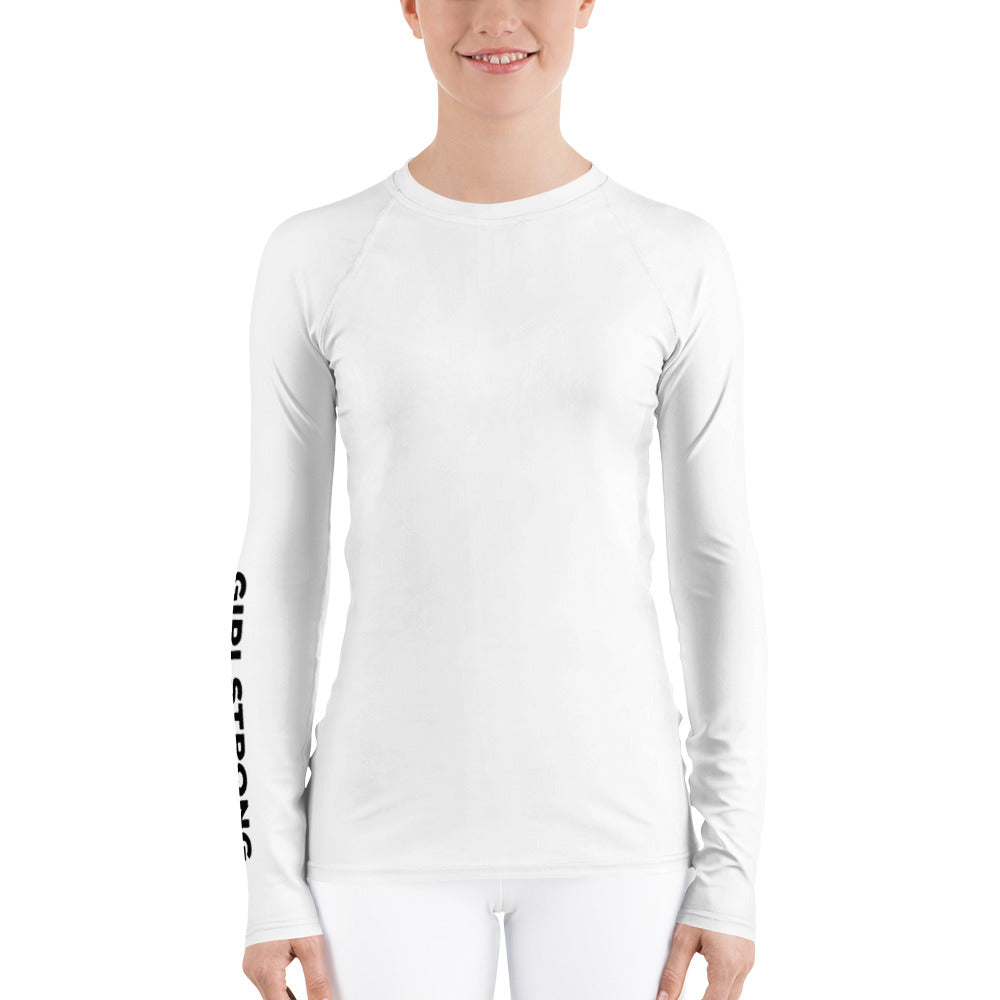 Women's long sleeve rash guard in white-girlstronginc.com